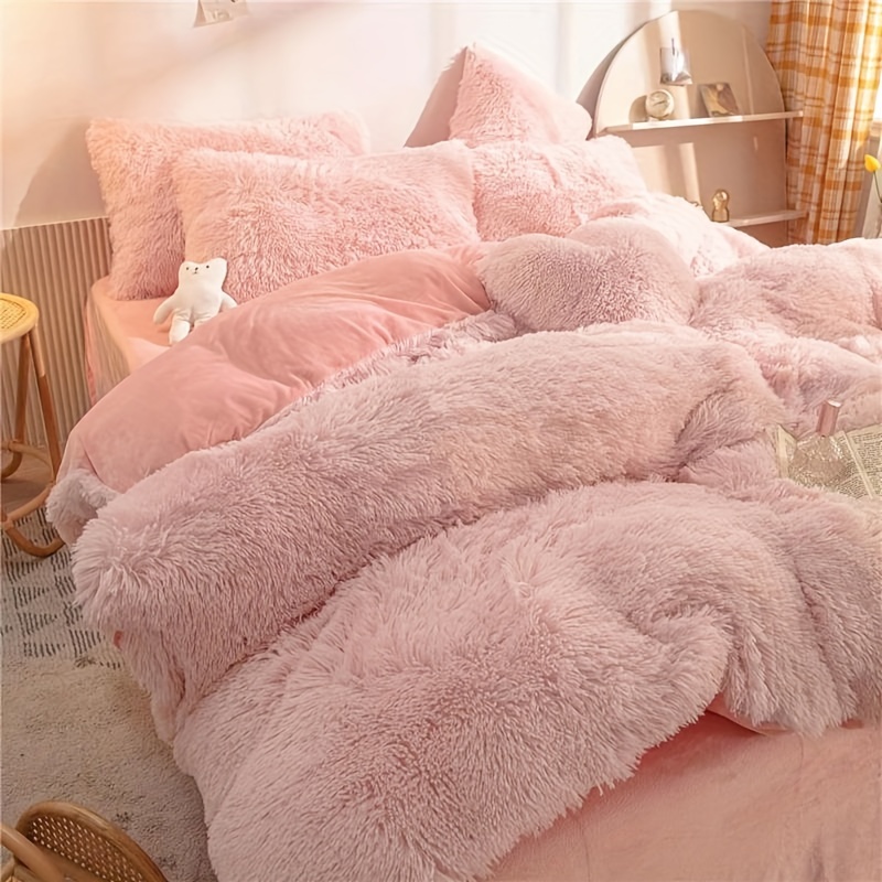 

4pcs Duvet - And Bedding For Bedroom, , And Dorm Decor, Bedding, Fluffy, Christmas