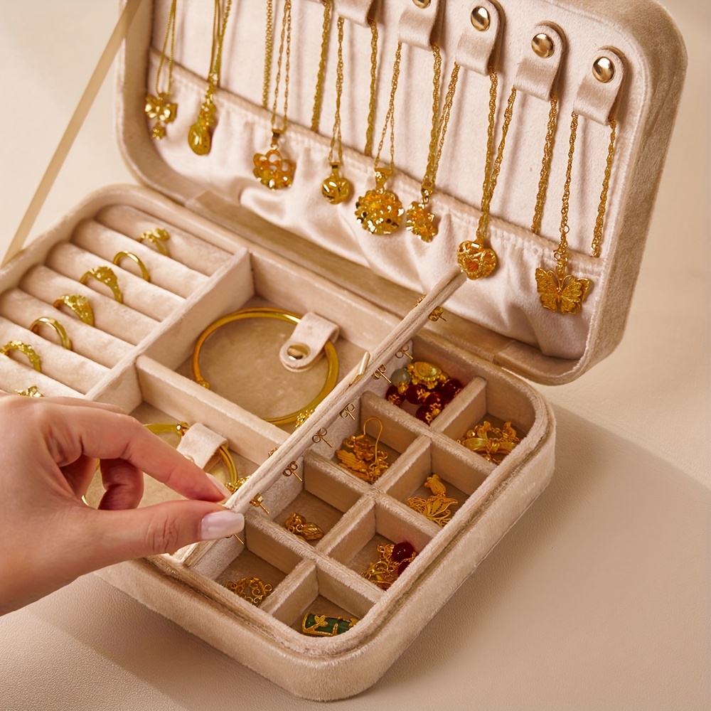 Premium Velvet Jewelry Box, Portable Large-capacity Jewelry Storage, Necklace, Earrings, Rings, Multi-layer Dustproof Storage Box, Exquisite Gift, Very Suitable for Birthday Gifts and Christmas Gifts, Jewelry Boxes