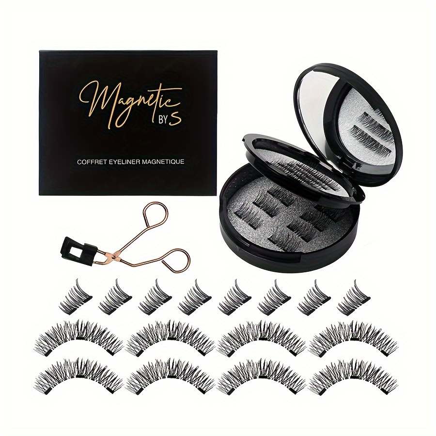 

Magnetic Eyelash Set - Natural Lashes, Magnetic Adhesion, No Glue Or Eyeliner Needed, Lightweight & Reusable, Comes With Tweezers For Easy Application, 16 Pairs