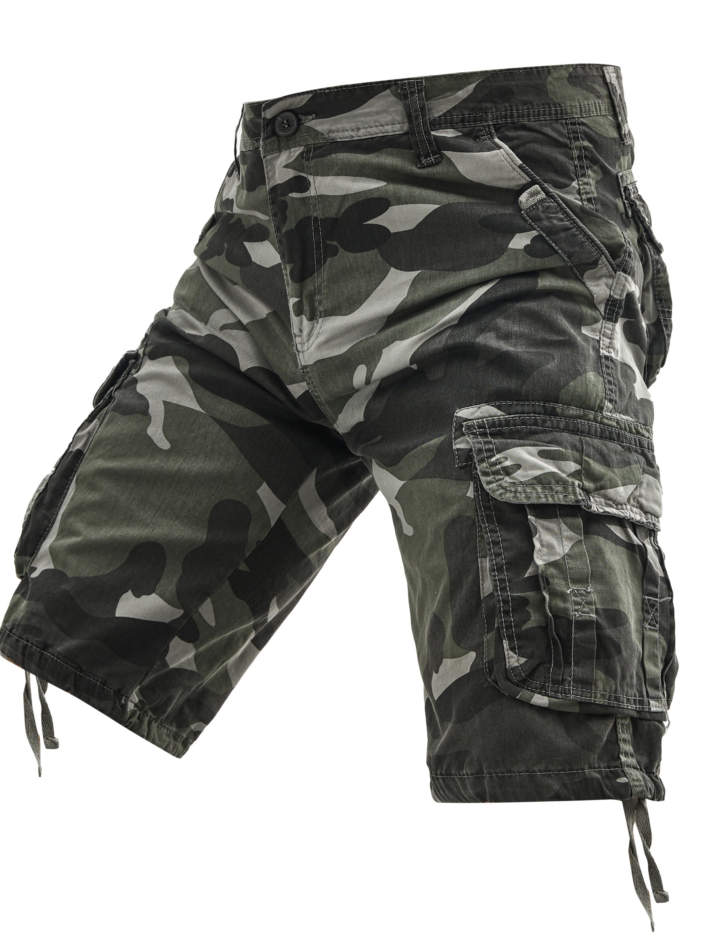 plus size men's 100% cotton camouflage cargo shorts multiple