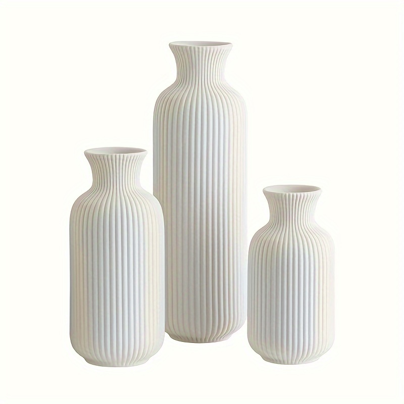 Ceramic Vertical Stripe Home Decor Vase Living Room Study Decorative Item Design-rich Vase