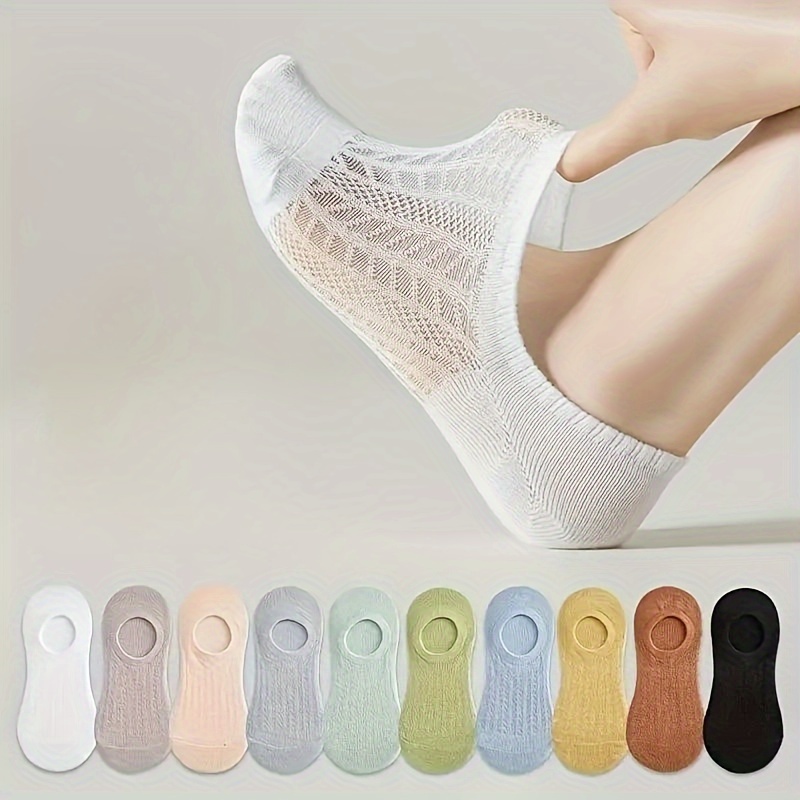 

10 Pairs Simple No Show Socks, Soft & Lightweight Low Cut Ankle Socks, Women's Stockings & Hosiery