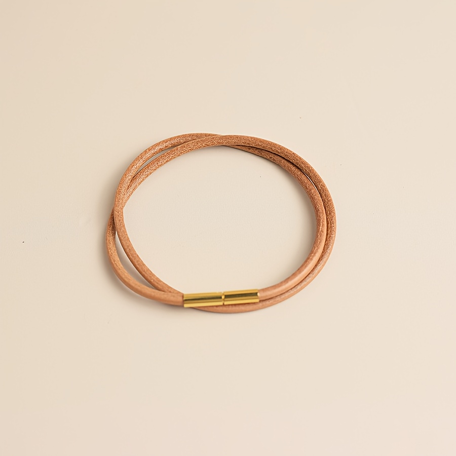 E-shop BLKSMTH Minimalistisches Doppellagiges Leder 3mm Vergoldenetes Damenmode Armband