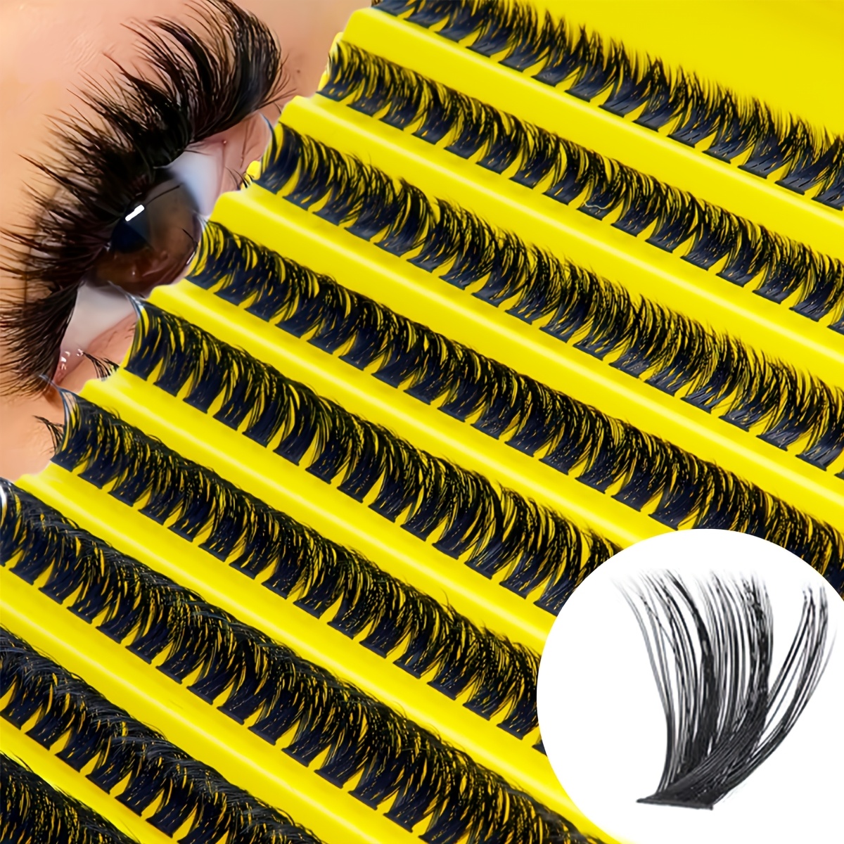 Image of 180 Clusters Dense Fluffy Curly False Eyelashes, 80d Single Cluster Lashes, Reusable False Eyelashes Suitable For Beginners
