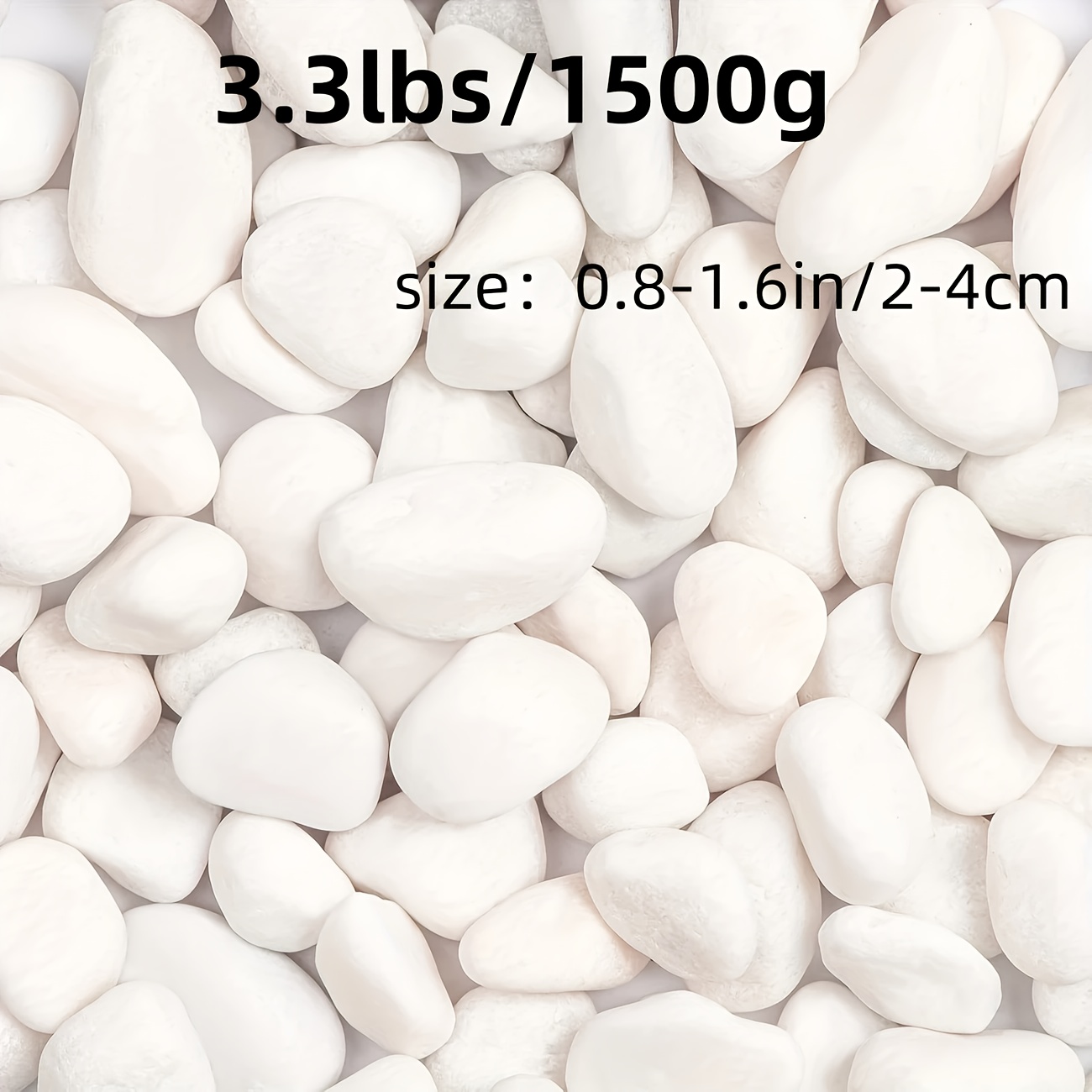E-shop 1,5 kg polierte weiße Flusssteine - Mittelgroße Deko- (2,03-4,06 cm), geeignet für Gärten, Aquarien, Vasenfüller, Bastelarbeiten und