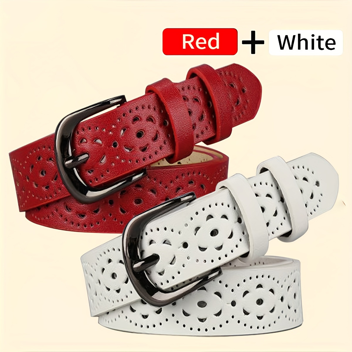 

1pc Ceinture pour femmes, ceinture en cuir synthétique polyvalente pour jeans, accessoire décontracté et tendance pour la plage, les fêtes, les et - Couleurs bonbons