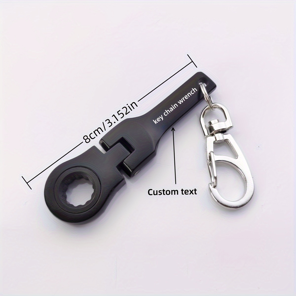 TEMU 1pc Adjustable Head Ratchet Wrench - 10mm, Chrome Vanadium Steel, Mechanical Operation, Carbon Steel Body, Industrial Tool, With Keychain, For