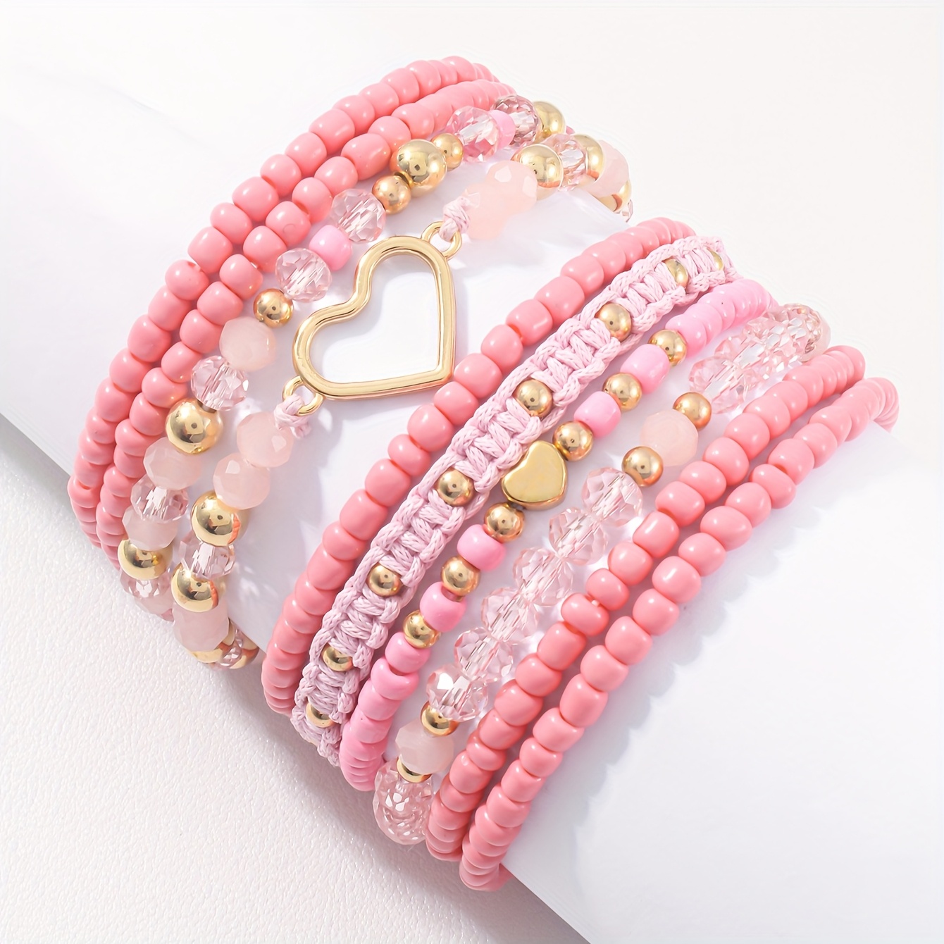 TEMU 10pcs Y2k-inspired Charm Stretch Bracelet Set For Women - Cute & , Ideal For & Parties, Perfect Valentine's Day Gift