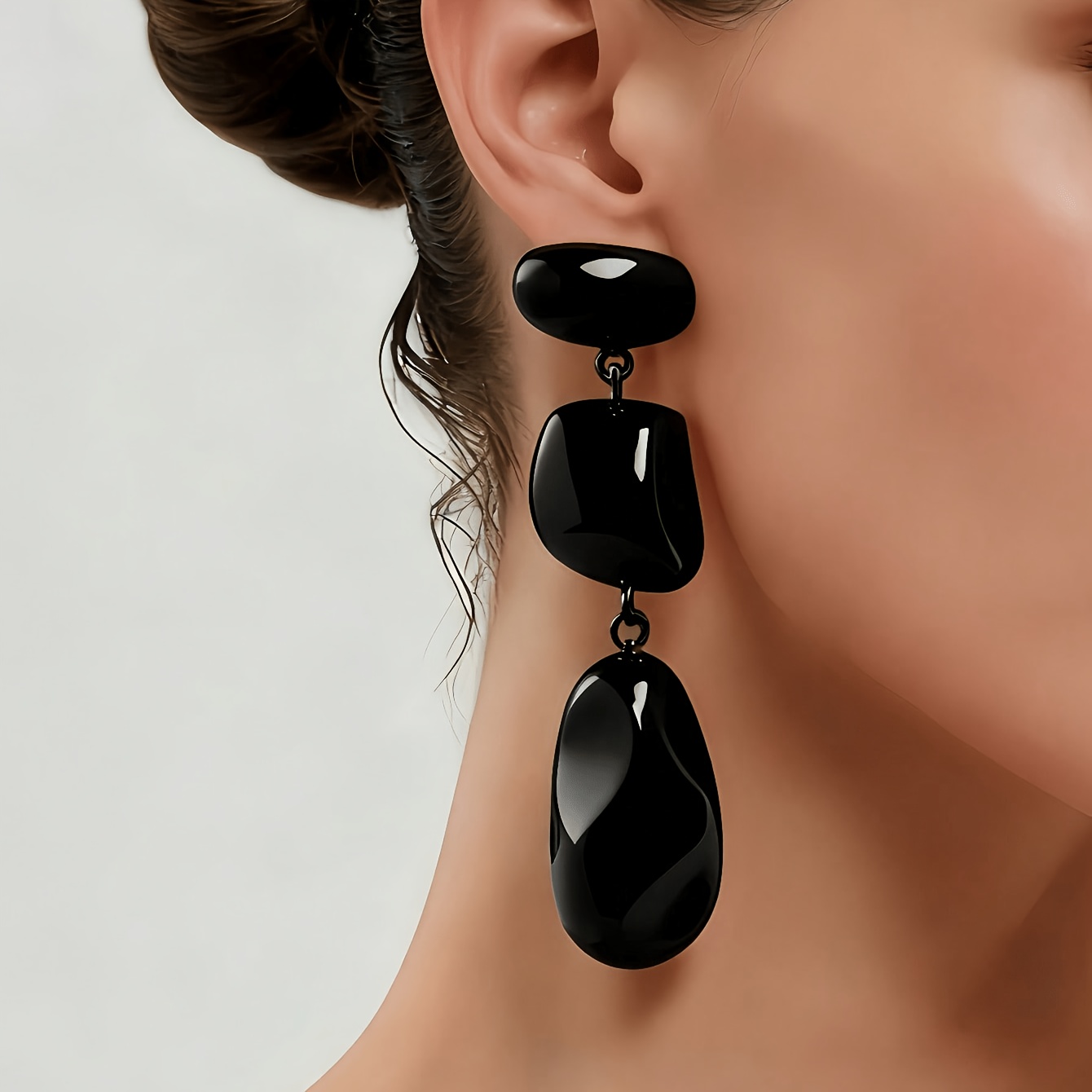 Women's Irregular Hammered Surface Geometric Round Oval Drop Earrings