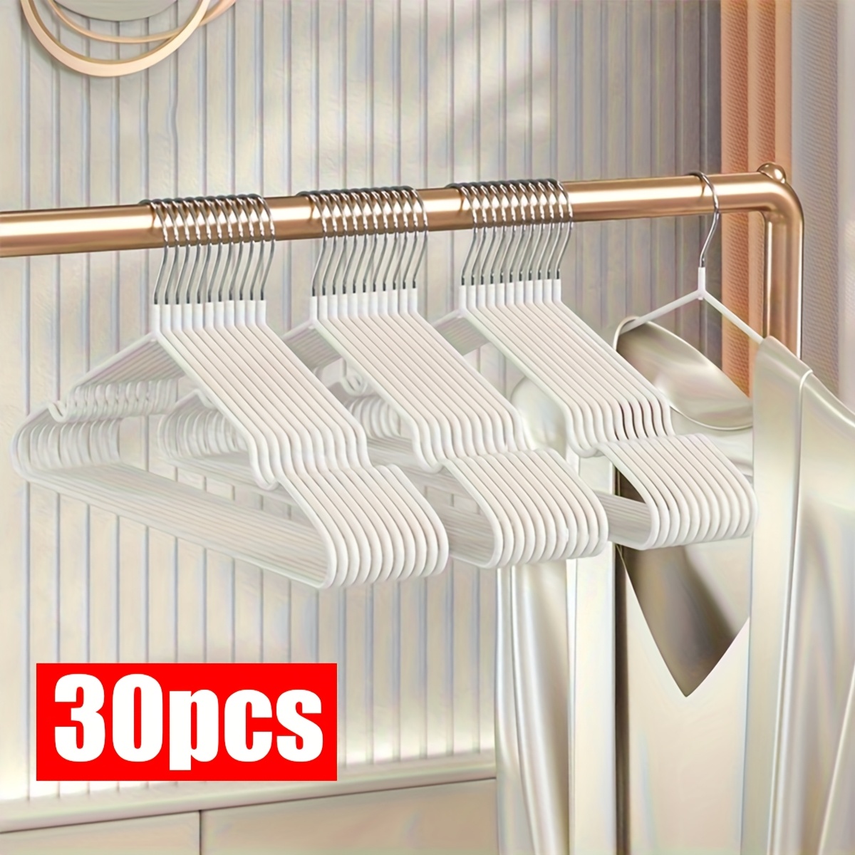 Image of 30pcs Of Plastic-coated Standard Clothes Hangers, Durable, Waterproof And Anti-slip Adult Wardrobe Structure Christmas, Christmas Gifts