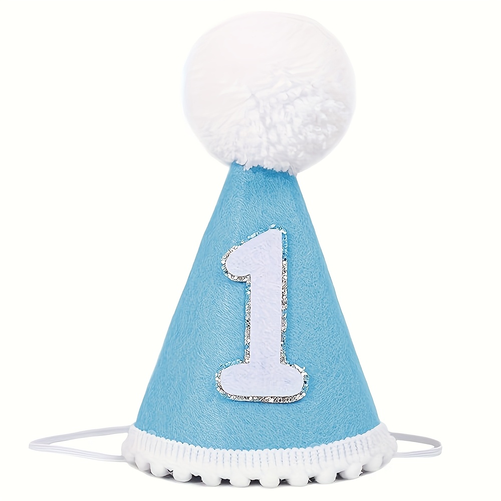 TEMU Blue 1st Birthday Hat - 1st Birthday Cone Hat, First Bday Crown, Party Hat Photo Props