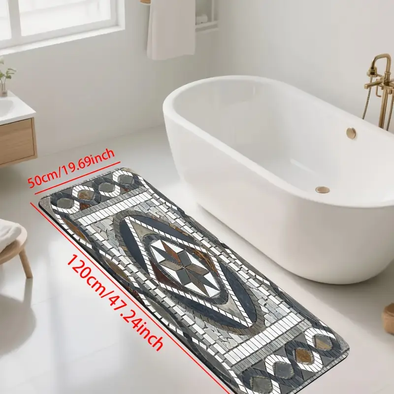 1pc diatomaceous earth bathroom non slip mat classic geometric pattern stone printed design quick drying non slip absorbent floor mat soft and comfortable suitable for bathrooms showers laundry rooms bedrooms door mats kitchen floor mats rv bathrooms Product details 7