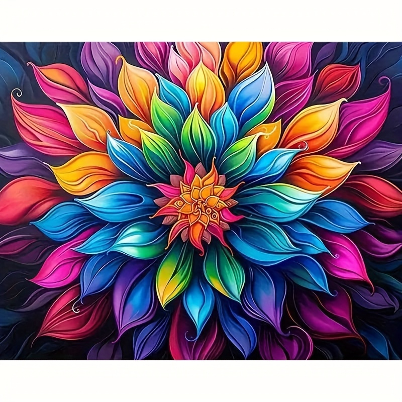 TEMU Paint By Number For Adults Beginner, Diy Gift Canvas Painting Kits, Colorful Flowers Oil Painting Kit, Diy Paint Adult Crafts For Gift Home Wall