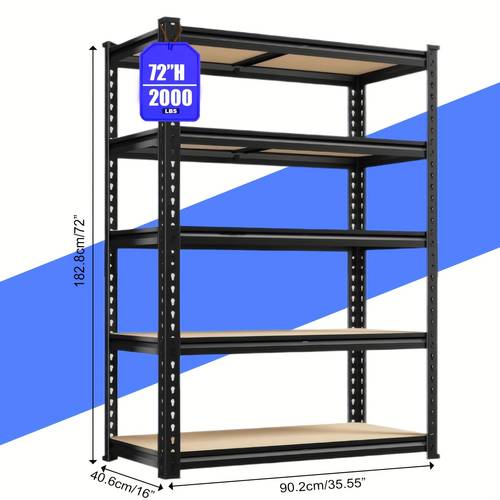 2pcs heavy duty metal shelving unit 60 72 inch 60 72 sections 2000 lbs total capacity 250 lbs shelf 5 tier adjustable freestanding garage storage rack with black powder coated frame easy assembly for basement utility