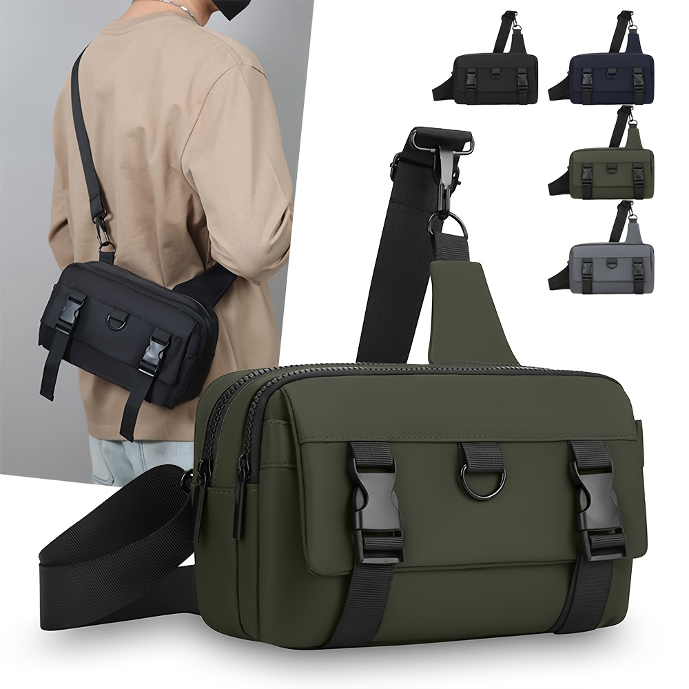 HUOHUO Men's Large-Capacity Multi-Pocket Chest Bag - Adjustable Crossbody Tote with Shoulder Strap, Suitable for Commuting, Travel &, Casual Carryall, for Smartphones/Tablets/