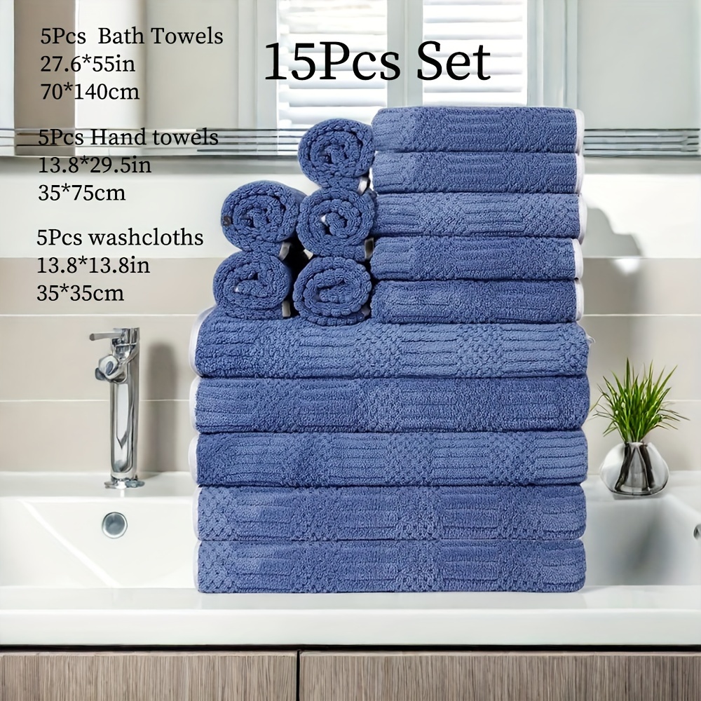 

Microfiber Towel Set - 15 Pcs, Quick-dry & , Includes Washcloths, Hand Towels, Bath Towels - Gym, Shower, Sports - Options