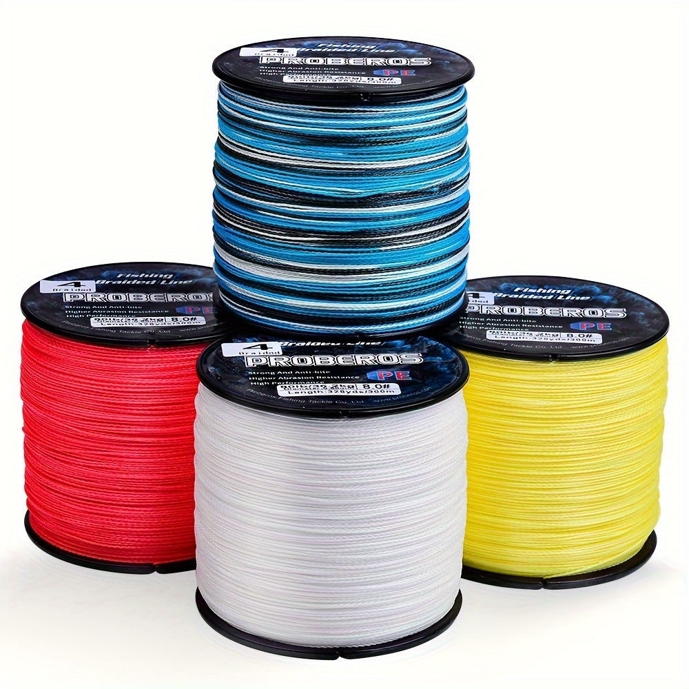 Proberos Braided Fishing Line - 300M/328YDS, 4-Strand PE Multifilament, with a Super Strong Tension Value of 2.72-36.29KG, Designed for Smooth Long-Distance Casting And High Resistance to Abrasion.
