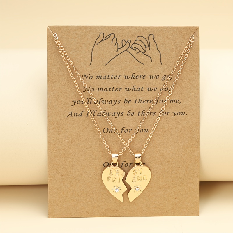 

2pcs/set Female Friendship Gift Golden Silver Plated Matching Broken Shaped Pendant Best Friend Necklaces For Women