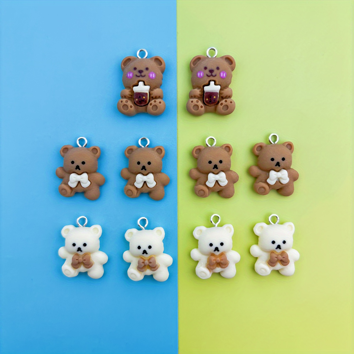 

10pcs Cute Teddy Bear Resin Charms - Diy Craft Pendants For Necklace, Bracelet, Keychain, Earring Making & Phone Straps - Ideal Gift Accessories