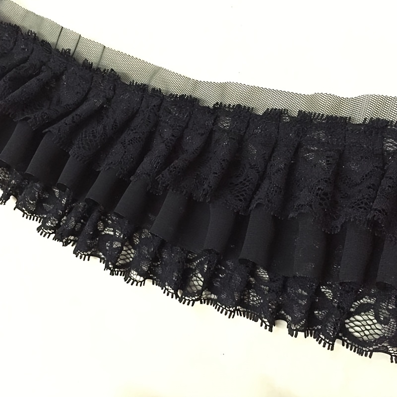 TEMU 1 yard di Pizzo a Rete 3D con Drappeggio, Gonna Bubble e Volant in Tessuto Plissettato con Bordatura in Mesh