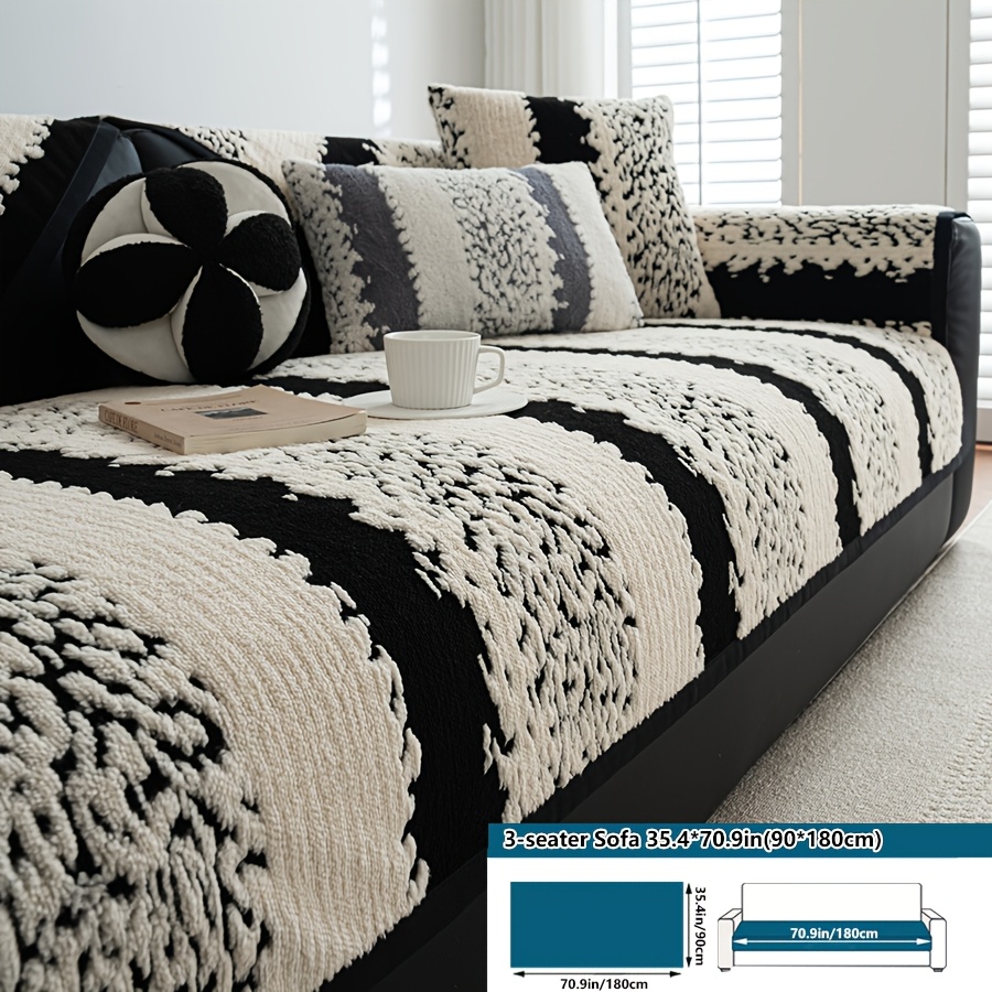 TEMU Housse de Canapé Épaisse et Douce en Peluche pour 1 Pièce, Chaude et Confortable pour l'Hiver, Antidérapante Appréciée des Animaux, Tapis de