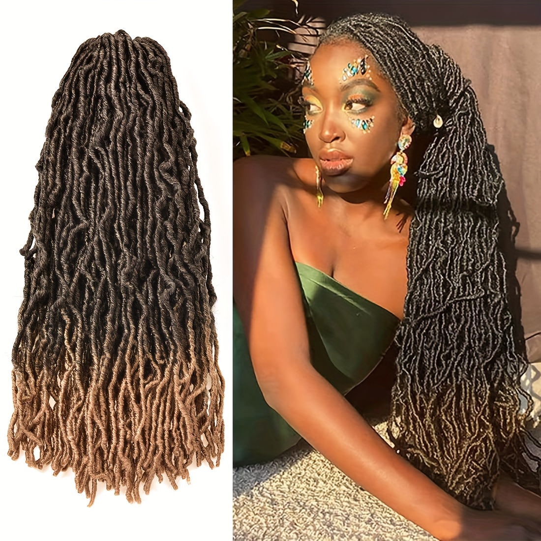 36 inch 1Pcs 27# Nu Faux Locs Crochet Hair Goddess Locs Crochet Hair  Pre-Looped Soft Dreadlocks