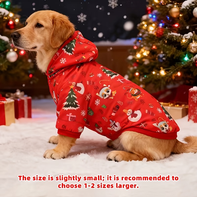 TEMU Sweat à capuche de Noël imprimé pour chiens de petite à moyenne taille, vêtement chaud d'automne/hiver, vêtement universel pour chats et chiens,