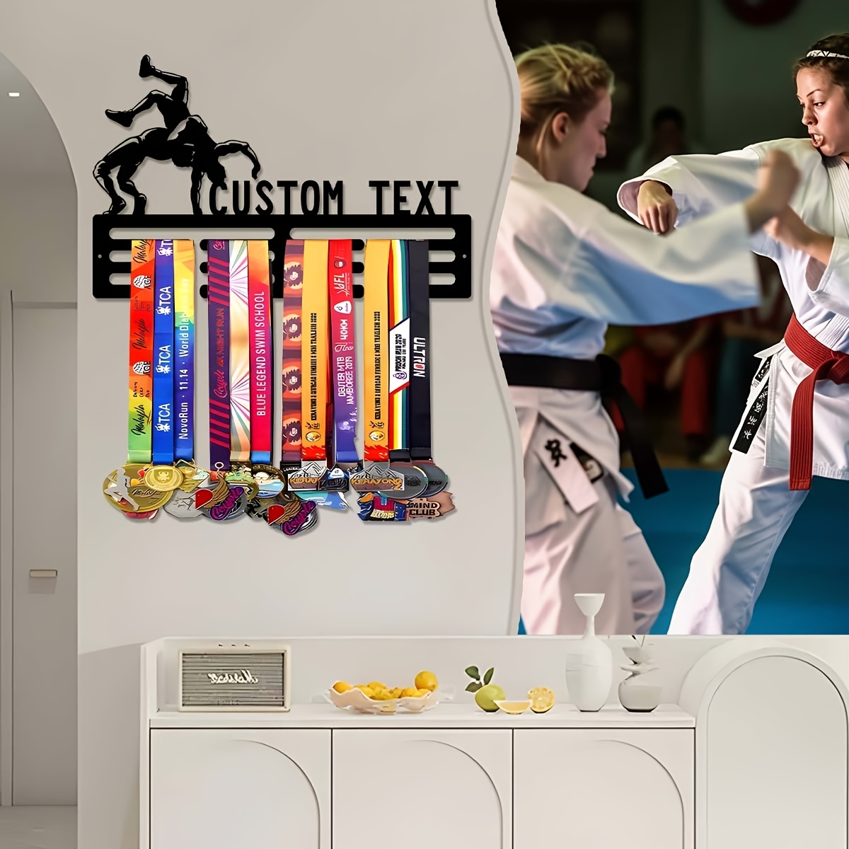 TEMU [Benutzerdefiniert] . Benutzerdefinierte Wrestling Metall Medaillen Hängeaufhänger, Personalisiertes Wrestling Metall Medaillen Display Rack zum
