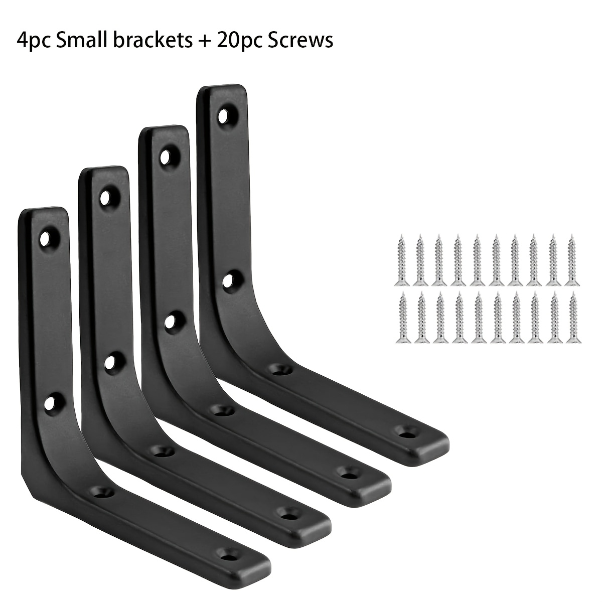 TEMU 24pcs Wall Mounted Shelf Brackets (4 Small Brackets + 20 Screws), Heavy Duty Shelf Support Brackets, Decorative Connecting Angle Brackets, Heavy