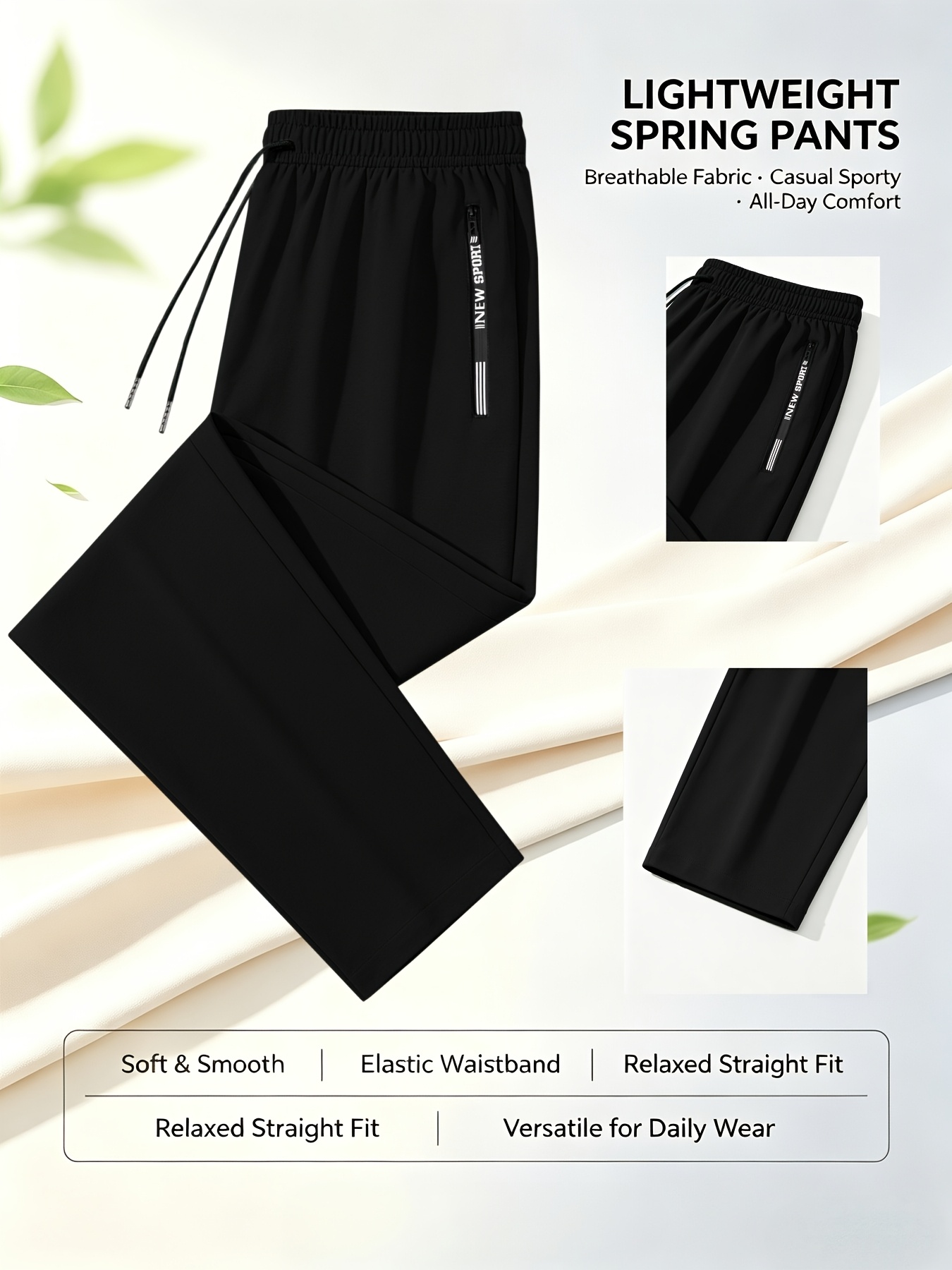 3 pantalones deportivos casuales de  /otoño para hombre, ideales para correr y hacer fitness, con un diseño  ,    , delgado y transpirable, material agradable al  , cintura elástica con cordón ajustable, bolsillo con cremallera,    ,   para    , citas, caminar, entrenar y correr.