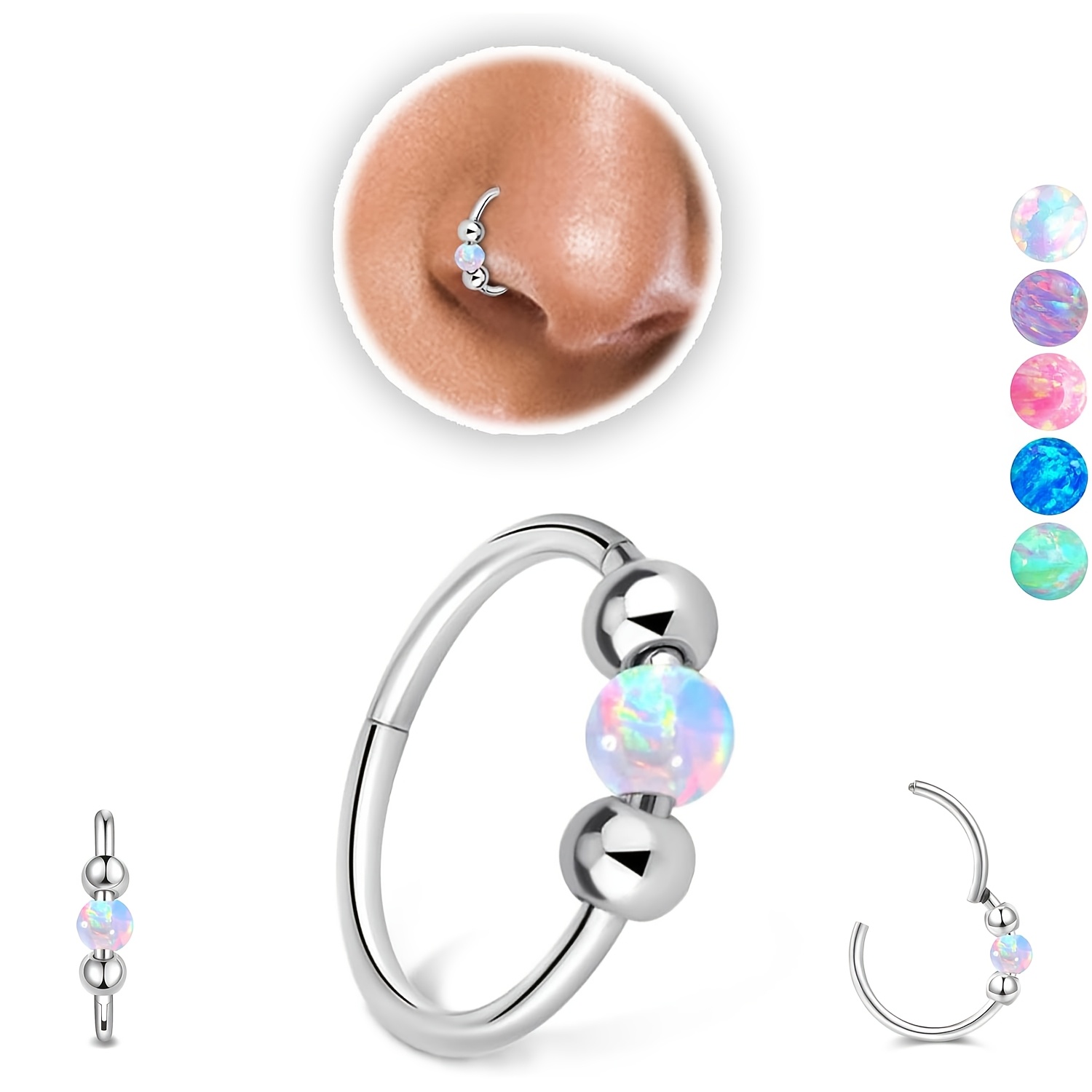 TEMU Women's Mother-of- Nose Rings, Available In 18g Thread Gauge With 8mm And 10mm Width Options. From 83.48 Gauge Surgical 316l Stainless Steel,