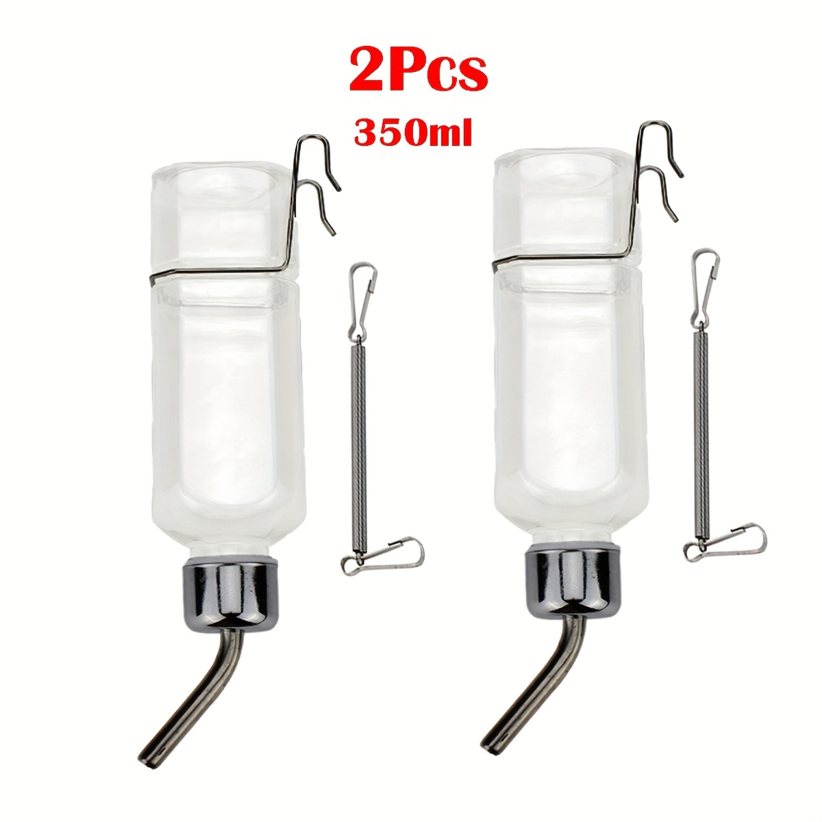 1pc/2pcs External 180ml, 350ml Small Pet Drinking Bottle, Stainless Steel Ball Leak-proof, Automatic Water Feeder, Water Kettle