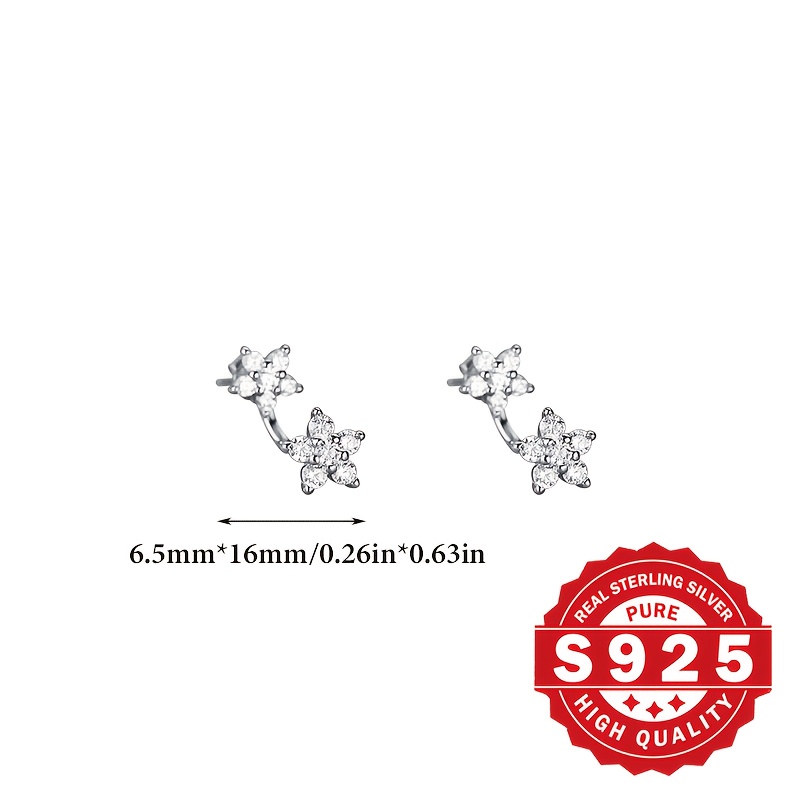 Women's Single Flower Back Hanging Earrings in S925 Silver