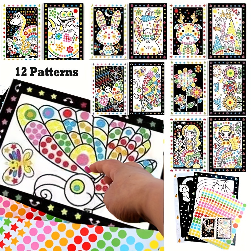 

24-piece Fun Puzzle Dot Sticker Set - 12 Unique Patterns, Perfect For Early Learning & Crafts, Ideal Gift For Kids On Birthdays, Thanksgiving, Christmas, Halloween