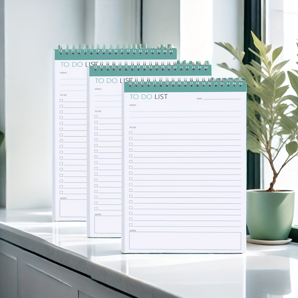 

3pcs To-do List Notepad -daily Planner To Increase Productivity And Achieve Goals With Tear Sheets Without Dates-to-do List Notepad With Goals And Notes Sections For Office, Home And Nature Green