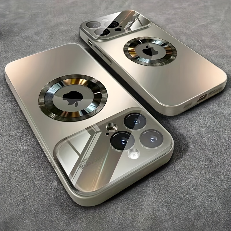 Нов Титаниев Металик Цвят Луксозен Матов Калъф за Iphone17 16 15 14 13 12 11 Pro Max/Plus 17Air с Вградено Безжично Зареждане, Ударозащитен Стъклен Обков за Обектив на Камера