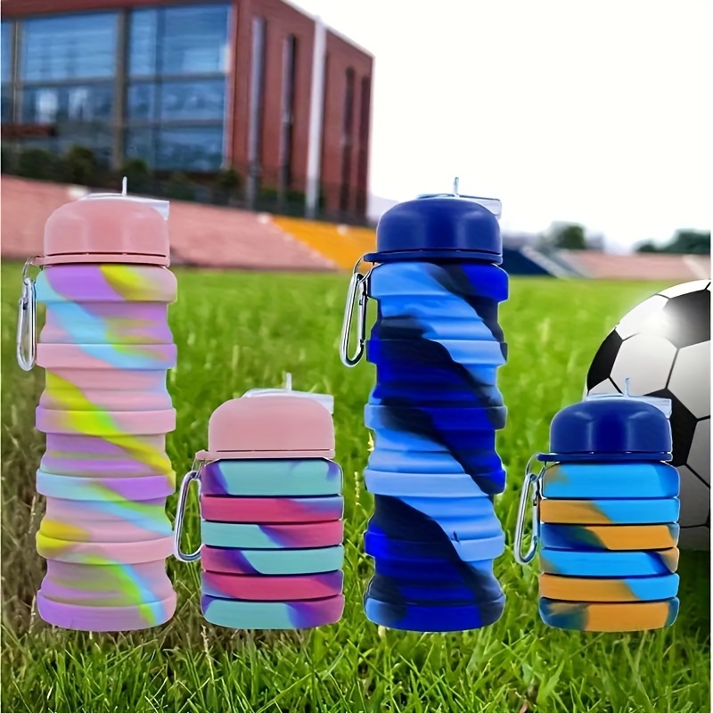 

1pc Portable Silicone Colorful Folding Sports Cup, Creative Leakproof Collapsible Water Bottle For Outdoor Running Hiking Mountaineering