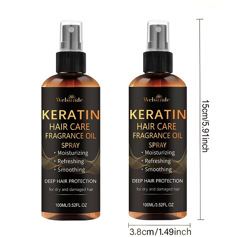 2pcs Keratin No-shampoo Oil Spray, Contains Keratin Hair Care Ingredients, And Comb For , Smoothness, Length, And , To And Split Ends, 1 Bottle Multiple Problems, Adds Elasticity