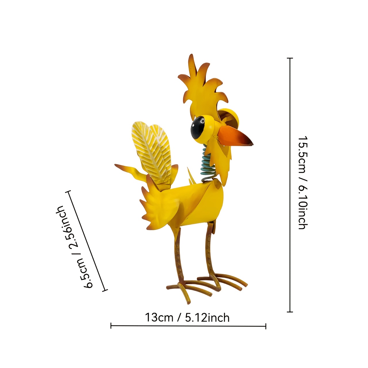 TEMU 1pc Yellow Wrought Iron Rooster Outdoor Statue, Colorful Animal Courtyard Balcony Decoration Accessory, Suitable For Outdoor Lawns, Courtyard ,