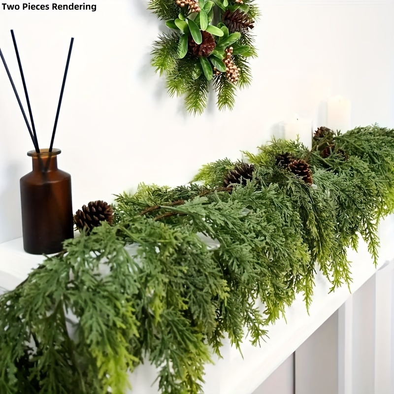 

6-foot Premium Artificial Cedar Garland - Plastic Greenery For Home Decor, Christmas, Halloween, Thanksgiving & More - Hanging Plant For Fireplace, Tabletop, Windowsill & Shelf