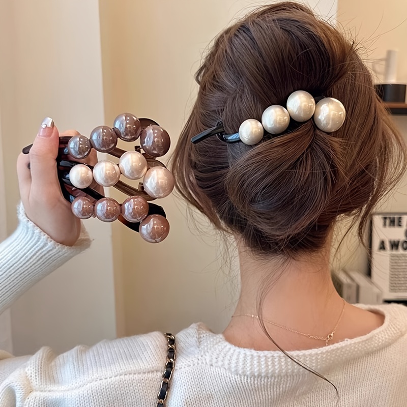 TEMU 3pcs Elegant And Simple Pearl Hair Clip For Women's Parties, Accessories, Hair Clip Gifts