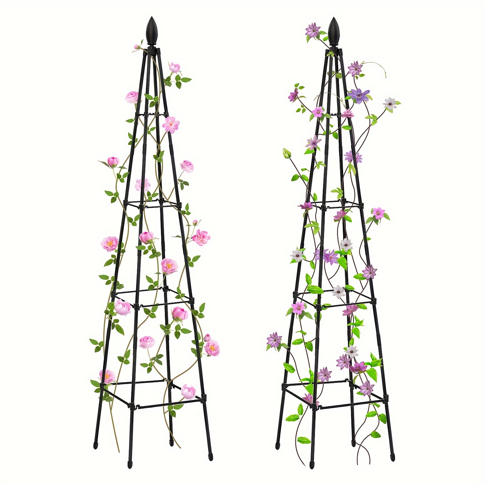 

Trellis, 2 Pack Metal & Plastic Garden Obelisk Trellises, 63'', Triangular, Black, For Climbing Plants, Flowers, Indoor Potted Plants, Rose, Cucumber, Tomato, Pea, Clematis