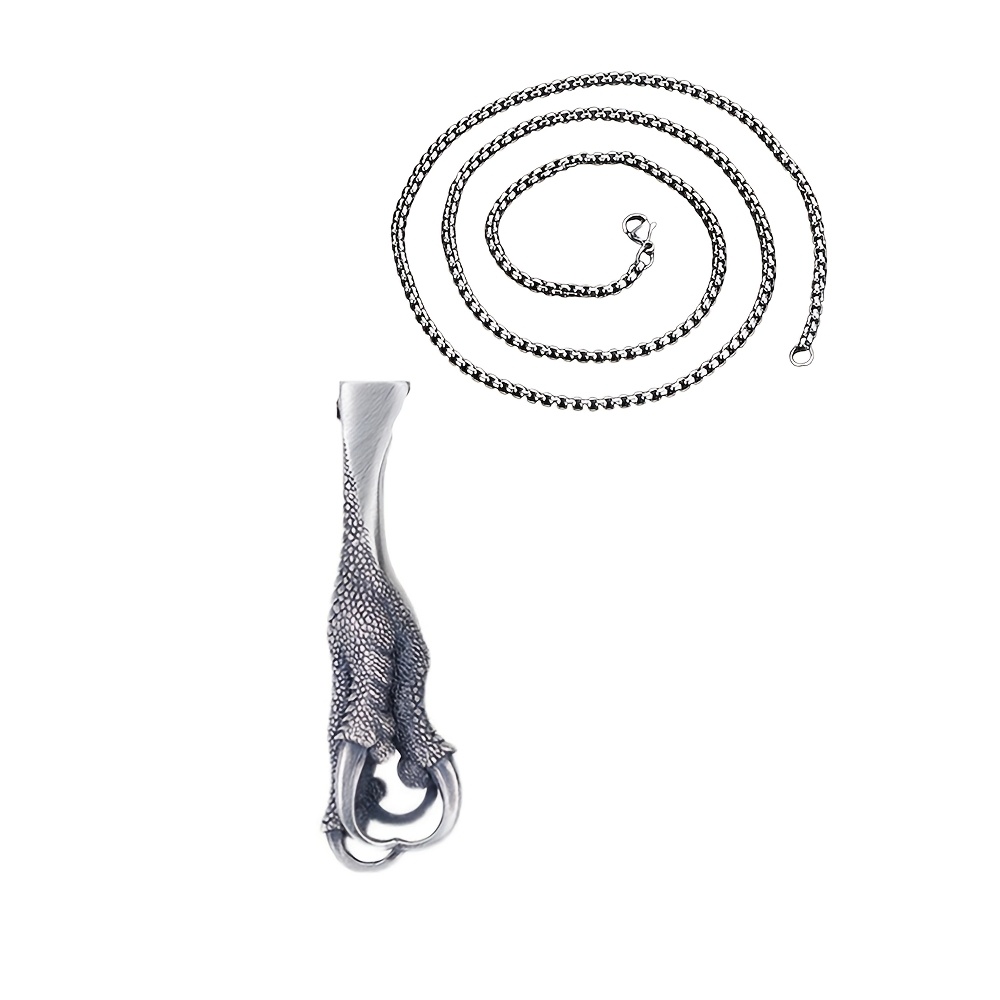 TEMU 1pc Hand- Evil Dragon Claw Pendant, And Domineering Distressed Necklace, -garde Hip-hop Street Style, Halloween And Christmas Gift, Comes With