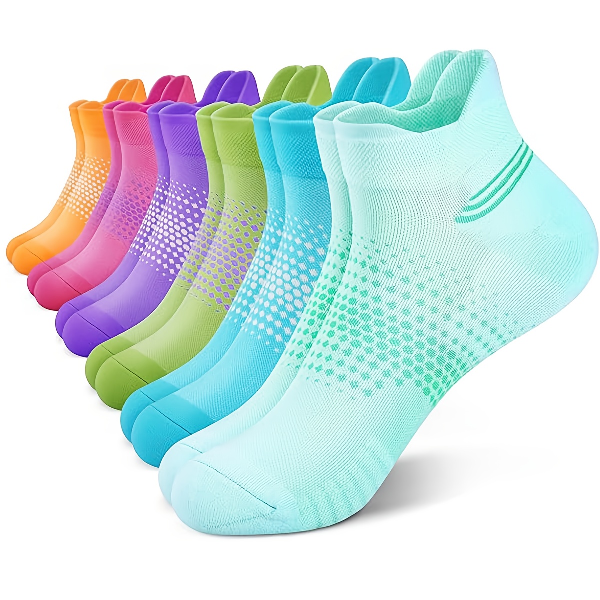 TEMU Set Of 12 Women's Ankle Sports Socks In 6 Pairs, Ideal For Running With For , Featuring Dual Ear Design And Vibrant Colors