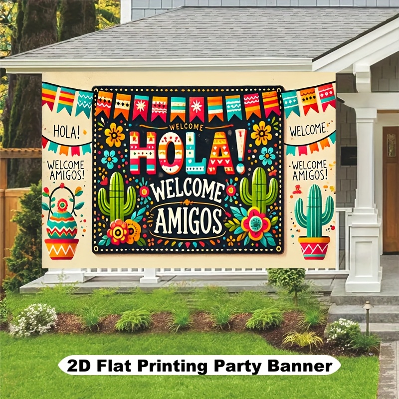 E-shop 2D Flachbanner, 1 Stück, 8x6 Fuß, Festival Willkommens-Logo Jubiläum, Abschlussfeier, Hochzeit, Geburtstag und andere Festdekoration Banner,