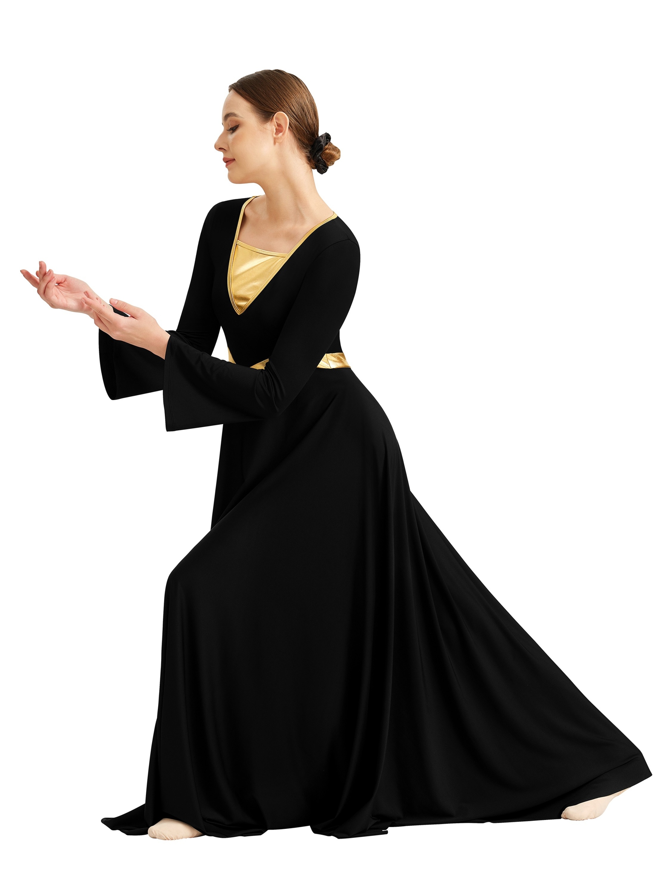 chinese dress ladies Widow Gothic Lace Bustier Long Sleeve Maxi Gown