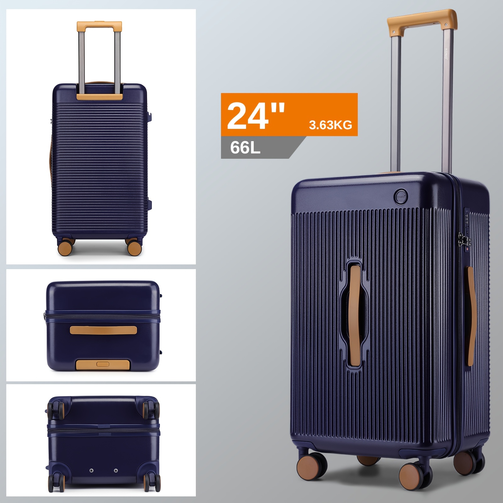 This 24-inch Suitcase Of Lightweight Abs And Polycarbonate, Featuring A Stylish Design, , And 4 Spinning Wheels, Making It Perfect For Travel And A Great Gift For The Back-to-