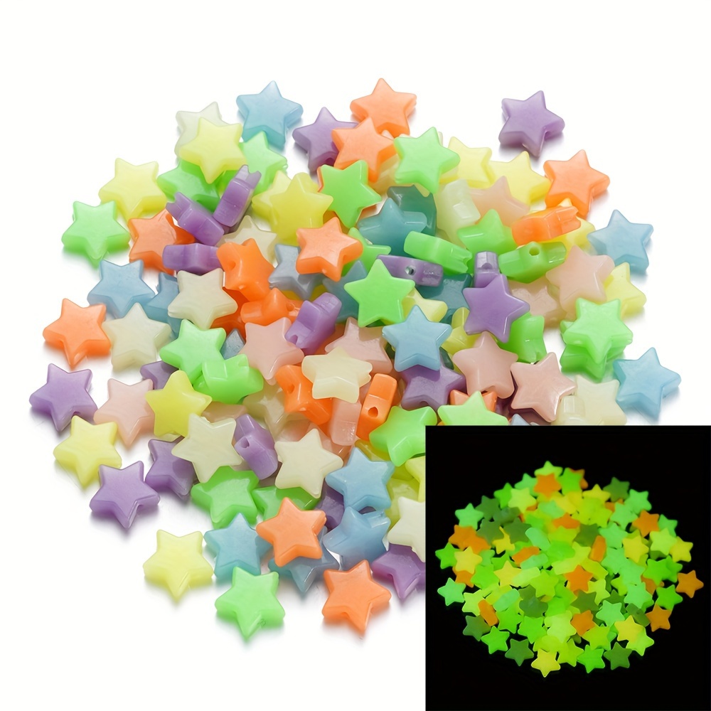 50pcs/lot Luminous Beads Star Shaped Acrylic Beads Loose Spacer Beads For Bracelet Necklace Earring Jewelry Making Supplies