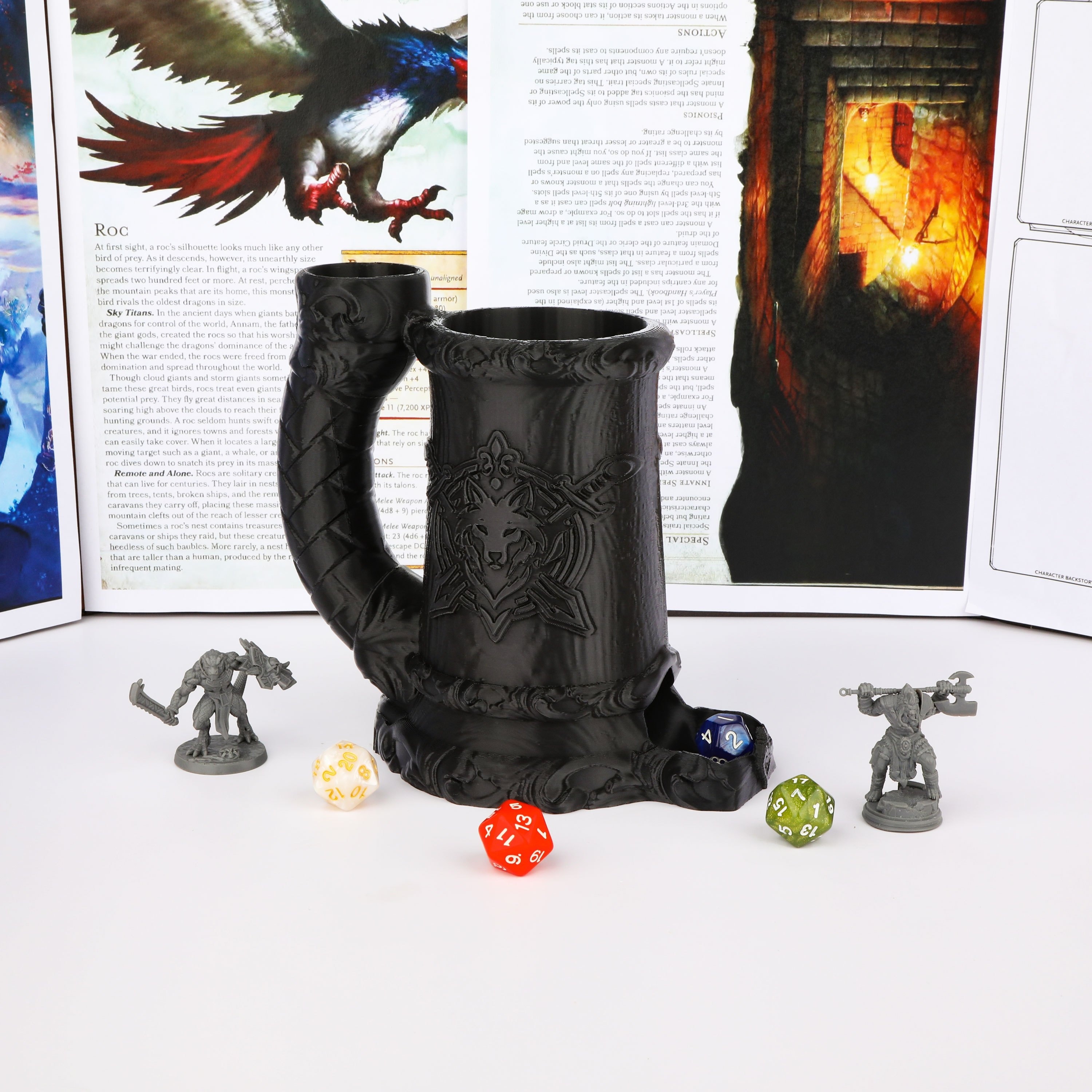 Druid Wolf Crest Cup Dice Tower, Tabletop RPG Gift