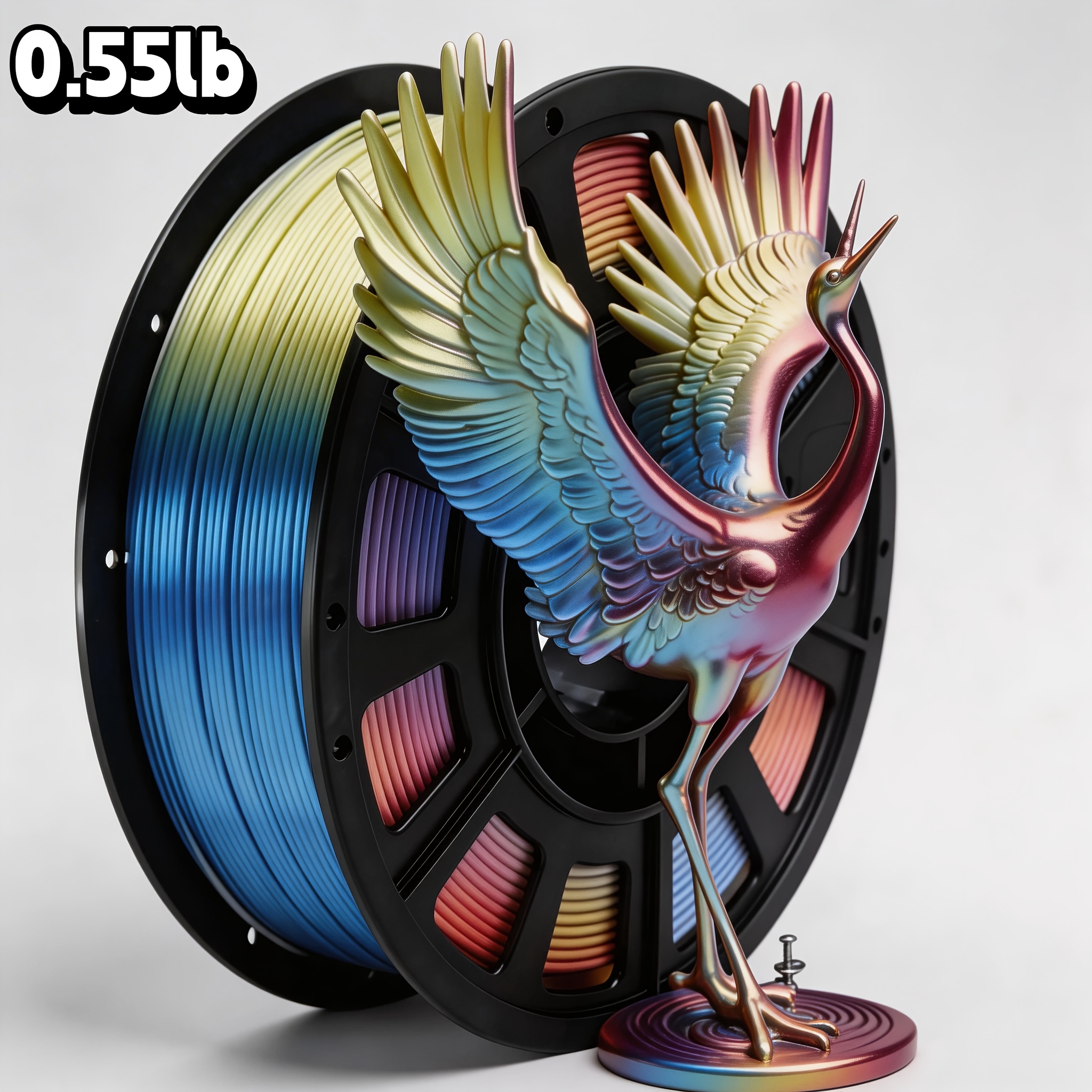 TEMU Three-color Pla Material Filament, For 3d Printer - Diameter 1.75mm +/- 0.02mm, 250g (0.55 Lbs) Spool, High-quality Pla Material, Artistic